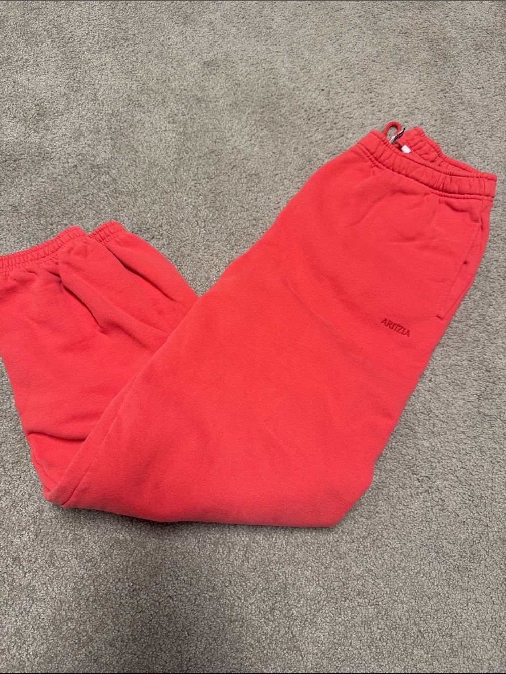 Aritzia Kids Coral-Red Fleece Joggers